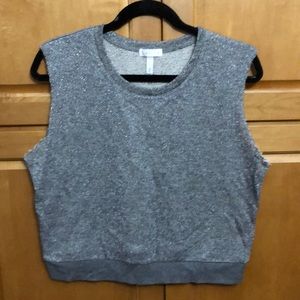 Leith Gray Metallic sleeveless Sweatshirt